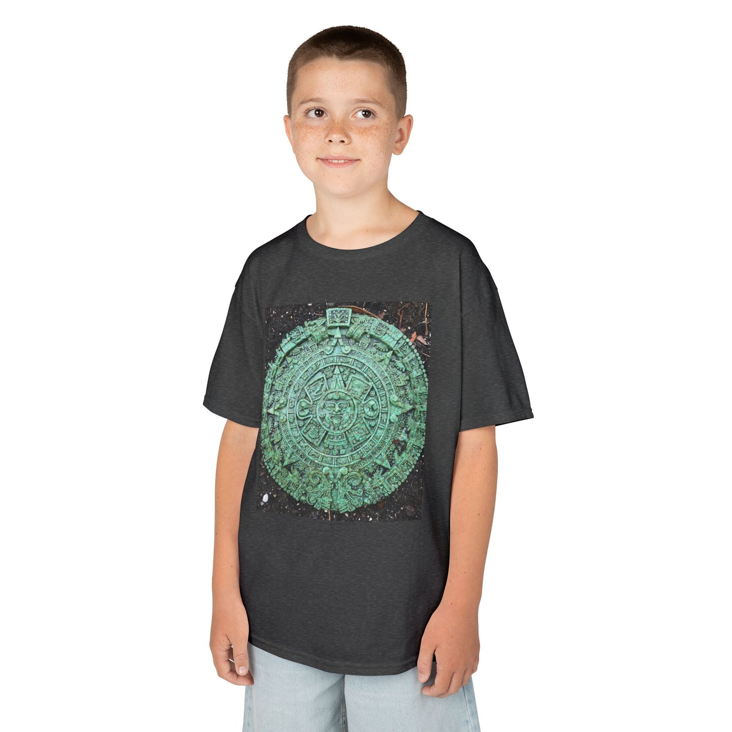 Aztec Calendar Kids Tee, Fun Kids Shirt, Historical Theme T-Shirt, Gift for Young Explorers, Black Cotton Tee for Special Occasions