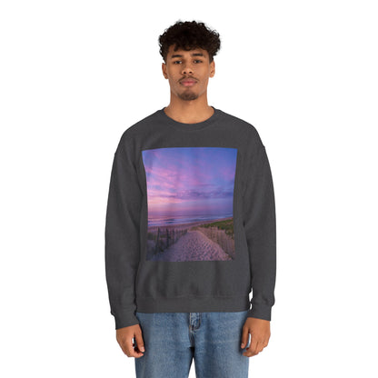 Sunrise Beach Moon Purple Clouds Sweatshirt