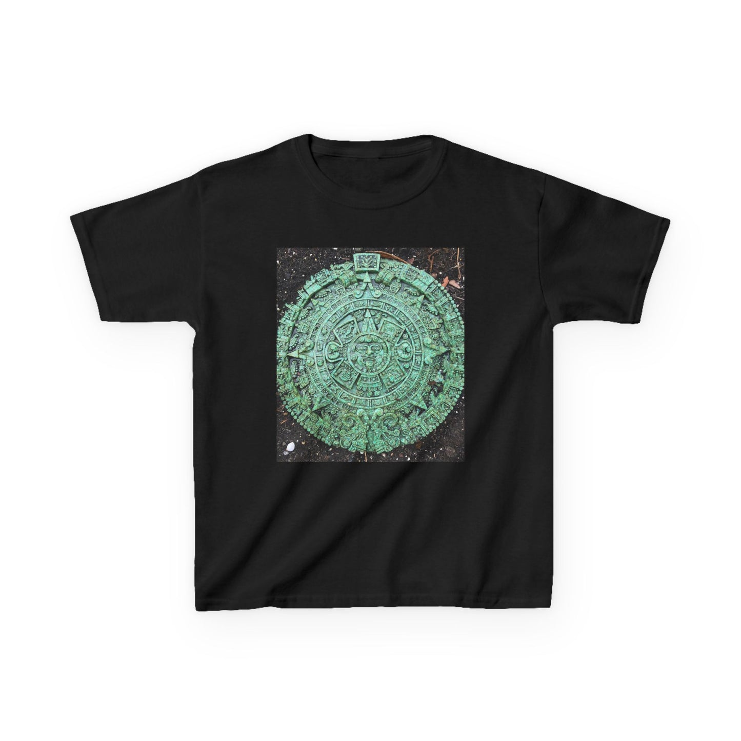 Aztec Calendar Kids Tee, Fun Kids Shirt, Historical Theme T-Shirt, Gift for Young Explorers, Black Cotton Tee for Special Occasions