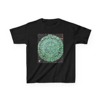 Aztec Calendar Kids Tee, Fun Kids Shirt, Historical Theme T-Shirt, Gift for Young Explorers, Black Cotton Tee for Special Occasions