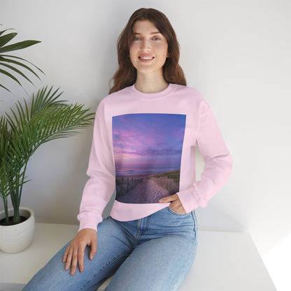 Sunrise Beach Moon Purple Clouds Sweatshirt