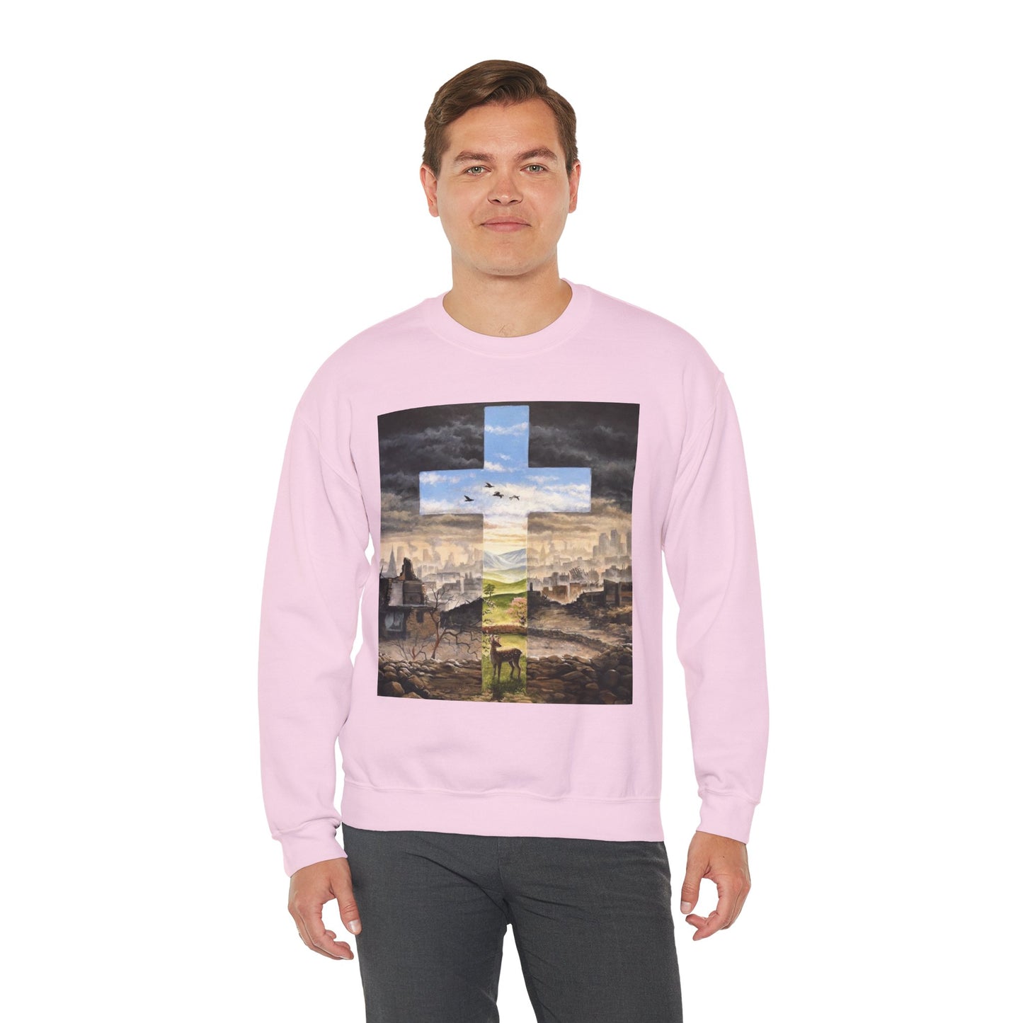 Inspirational Cross Crewneck Sweatshirt - Cozy Christian Apparel, Faith-Based Gift, Spiritual Outfit, Everyday Wear, Religious Sweatshirt