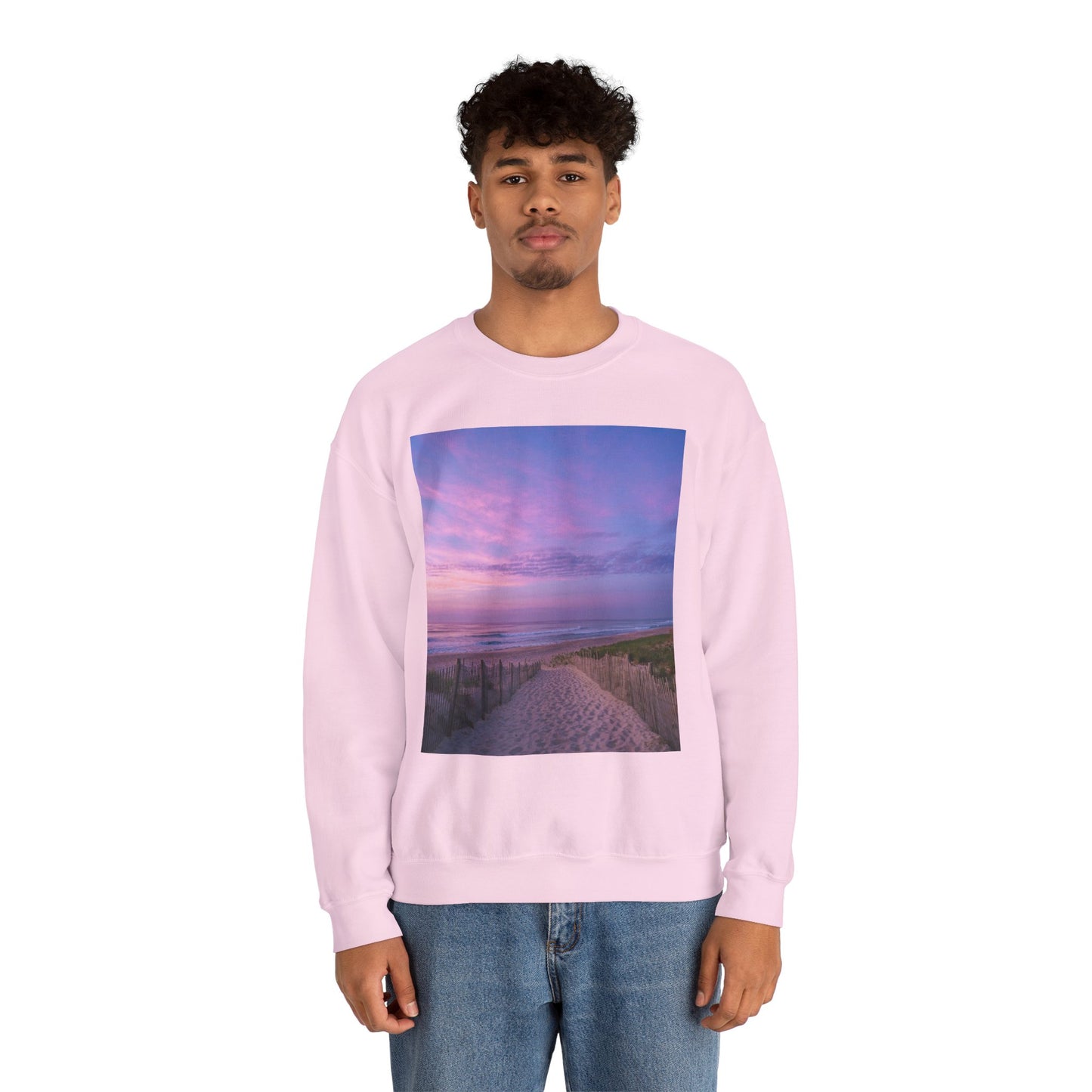 Sunrise Beach Moon Purple Clouds Sweatshirt