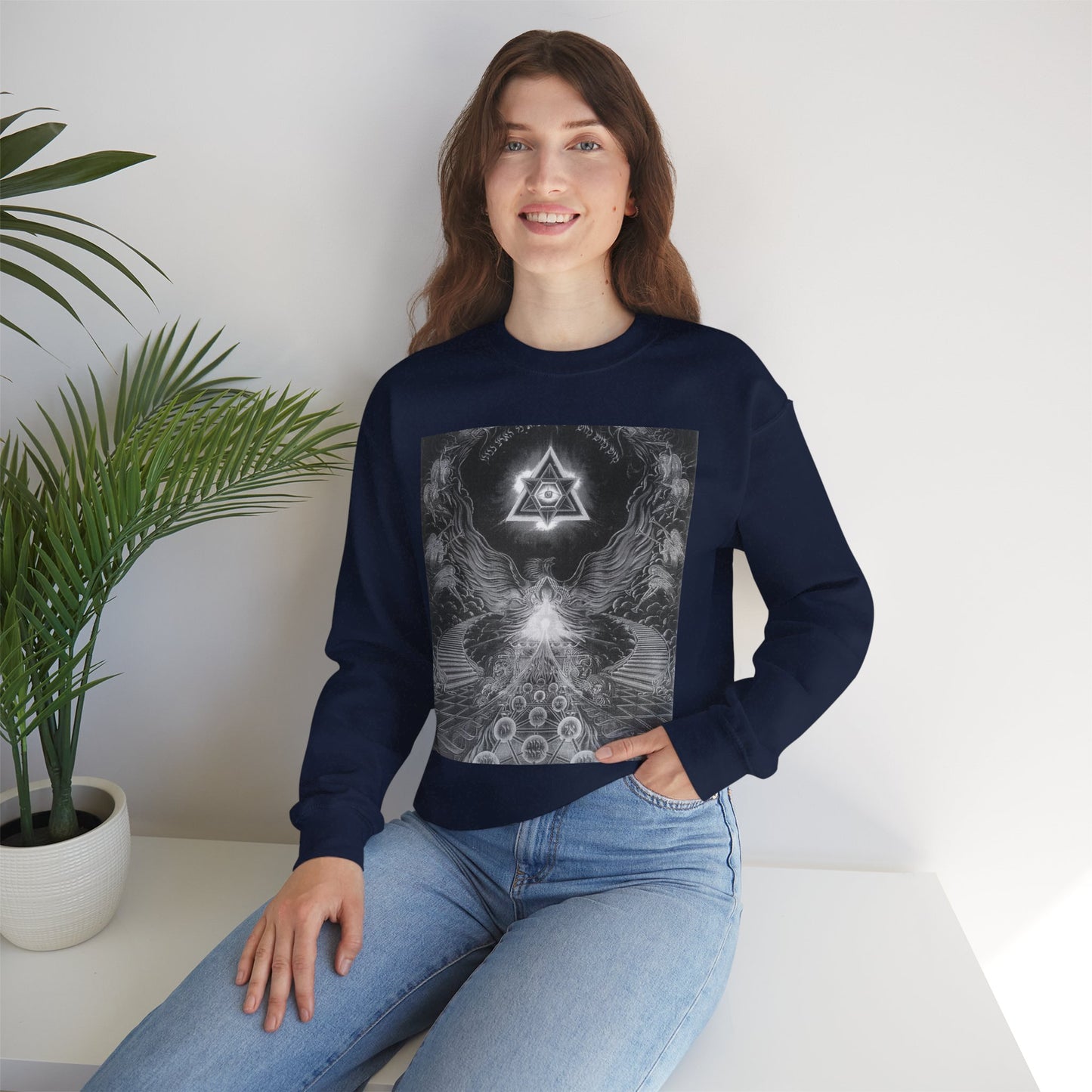 Cosmic Vibes Crewneck Sweatshirt, Unisex Graphic Sweater, Spiritual Gift, Astrology Apparel, Festival Wear, Comfort Fashion
