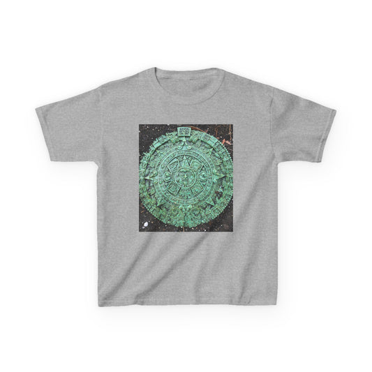 Aztec Calendar Kids Tee, Fun Kids Shirt, Historical Theme T-Shirt, Gift for Young Explorers, Black Cotton Tee for Special Occasions
