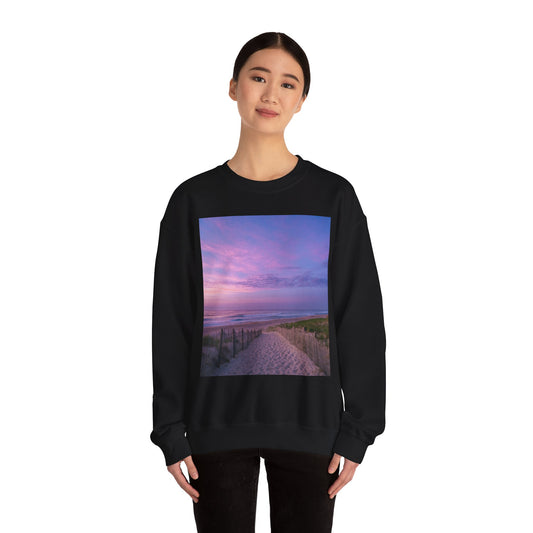 Sunrise Beach Moon Purple Clouds Sweatshirt