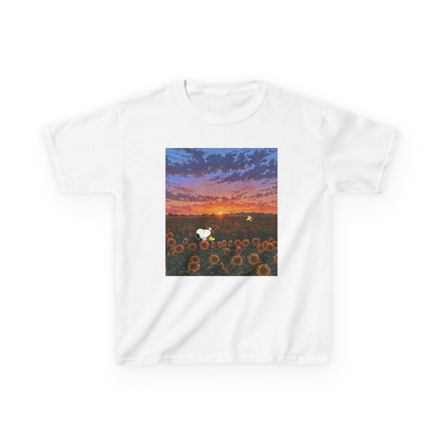 Kids T-Shirt - Sunflower Field Hide and Seek Snoopy and Friends Design