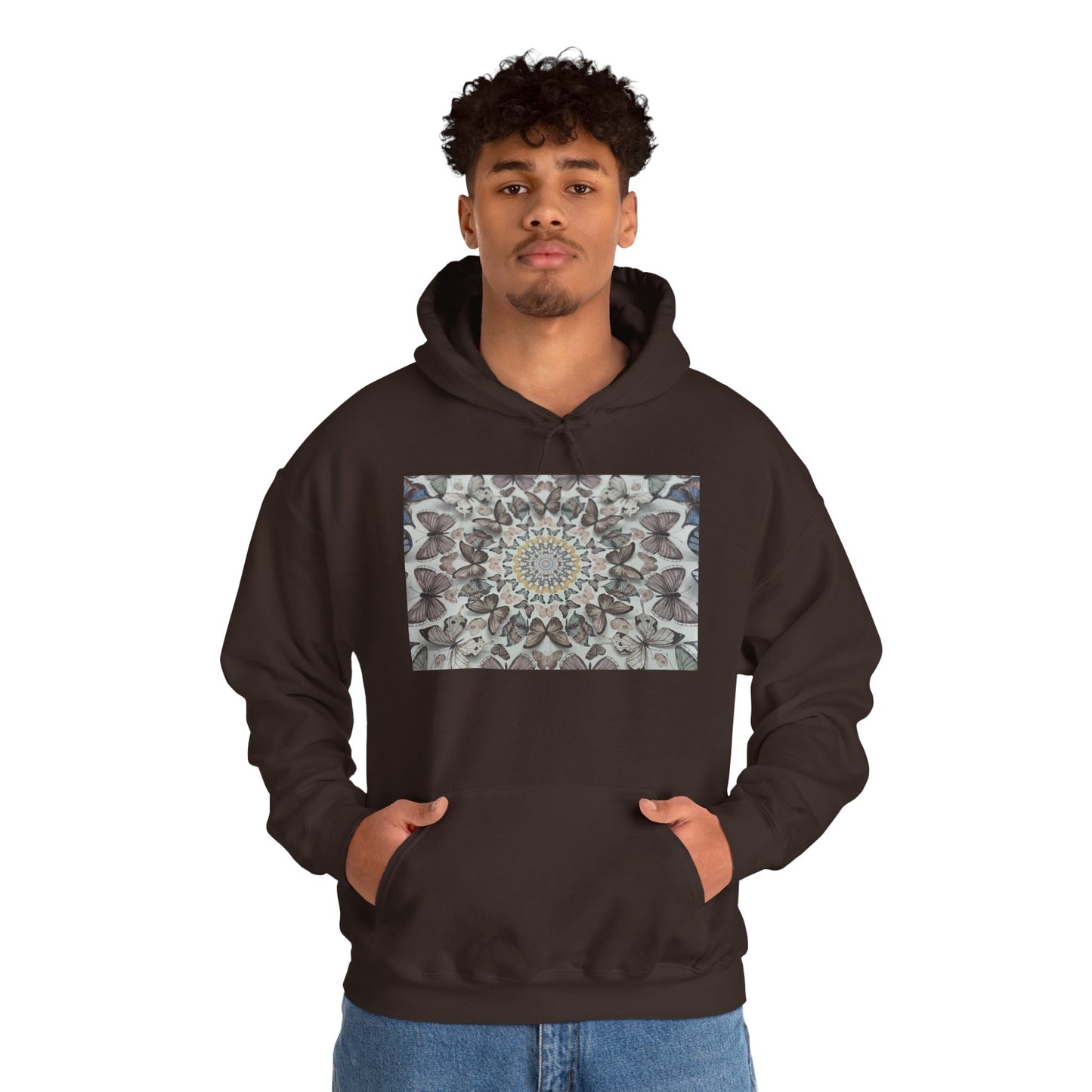 Butterfly Mandala Hoodie, Cozy Sweatshirt, Unisex Hooded Sweatshirt, Festival Wear, Gift for Yogis, Casual Layering
