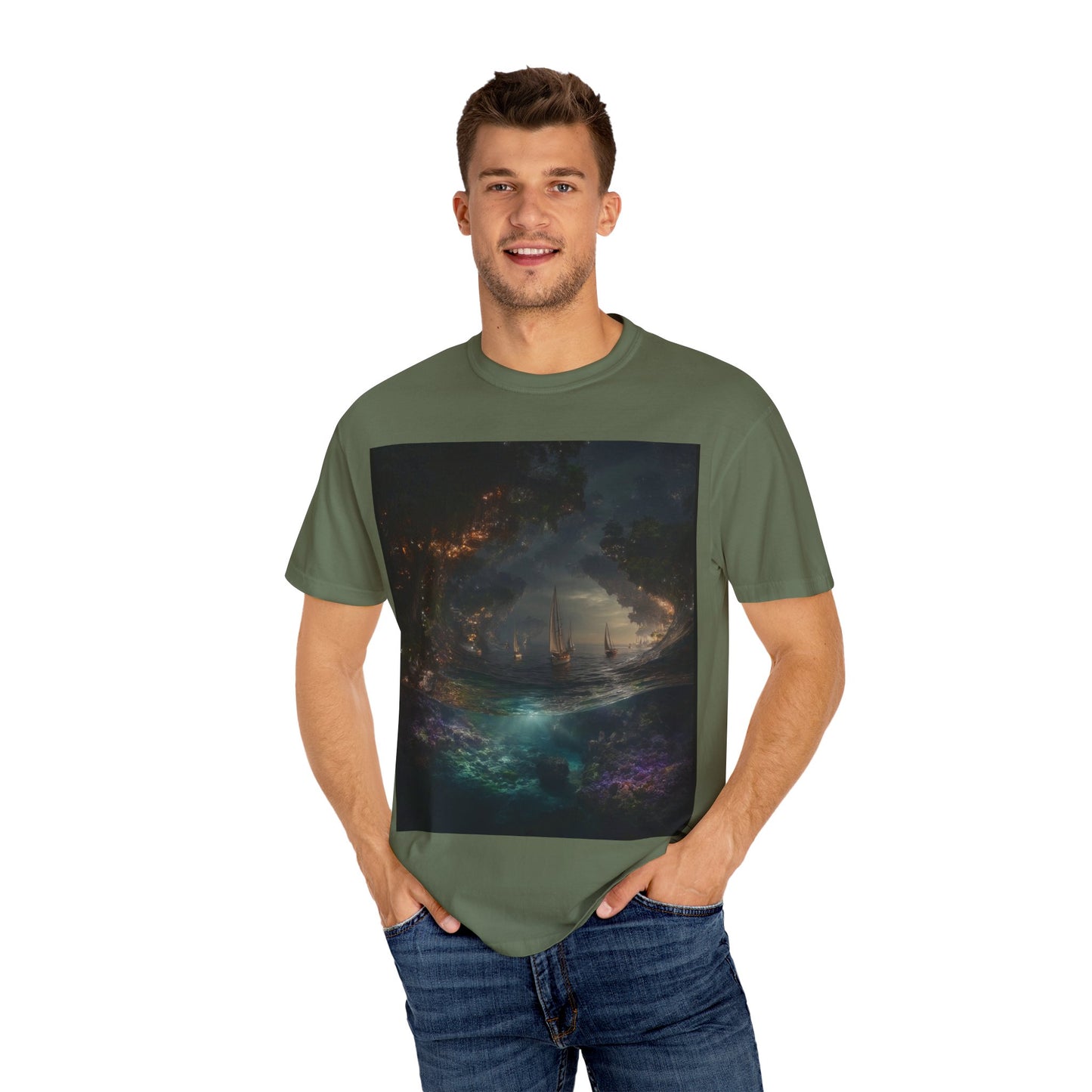 Enchanted Forest Unisex T-shirt, Cozy Casual Wear, Nature Lover Gift, Fantasy Graphic Tee, Unique Outdoor Adventure Shirt