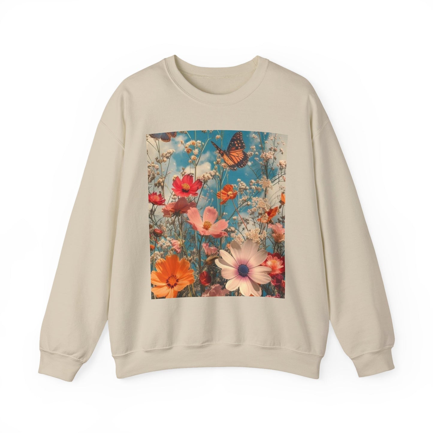 Floating Butterfly Sweatshirt - Cozy Unisex Crewneck for Nature Lovers, Spring Fashion, Gift, Outdoor Adventures, Seasonal Wear